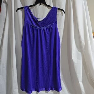 Vanity Fair 100% Nylon Nightgown Royal Blue Size Large Vintage